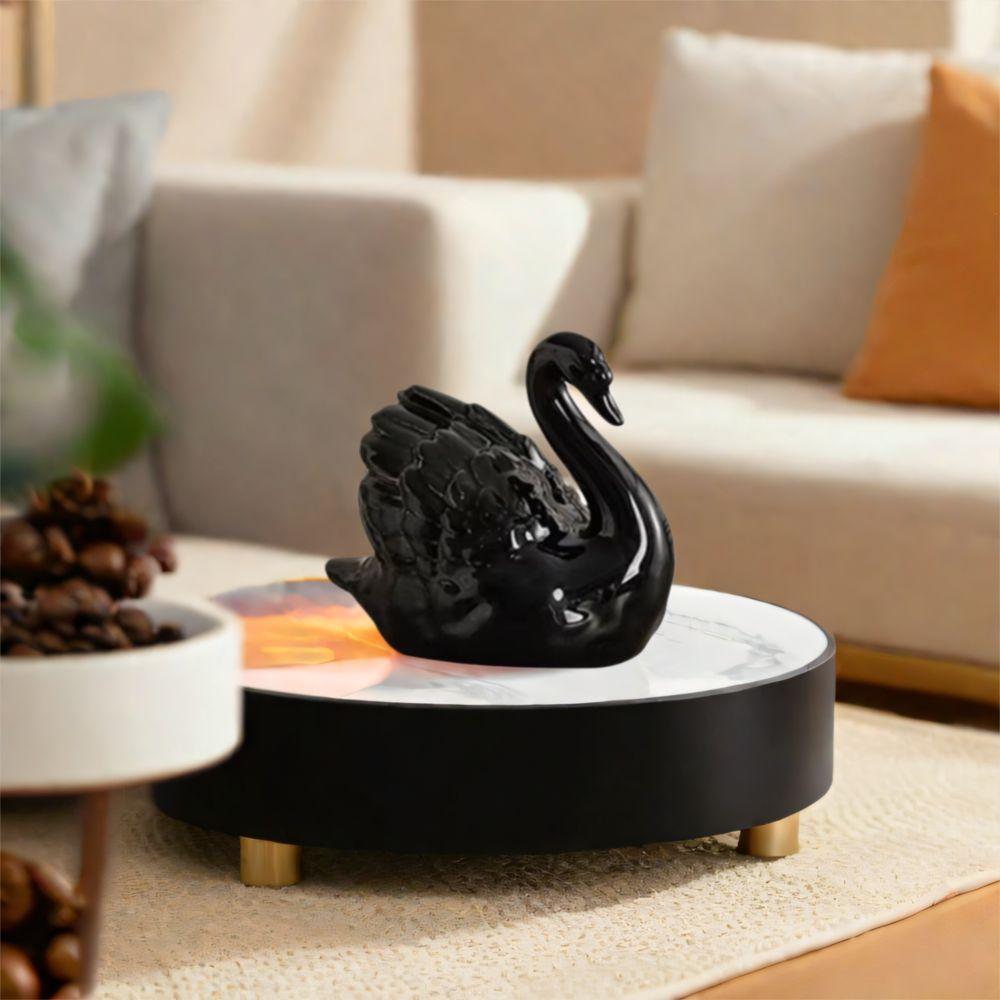 Elegant White Swan Statue Easy To Use Swan Couple Figurine Black Swan Ornaments  Office Decor