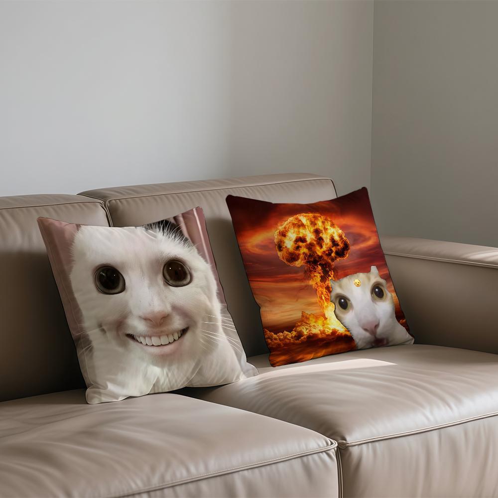 cushion Funny cover Square Sofa Cushion Meme Cover Casual Cat Skin-Friendly Comfortable Pillow Cover
