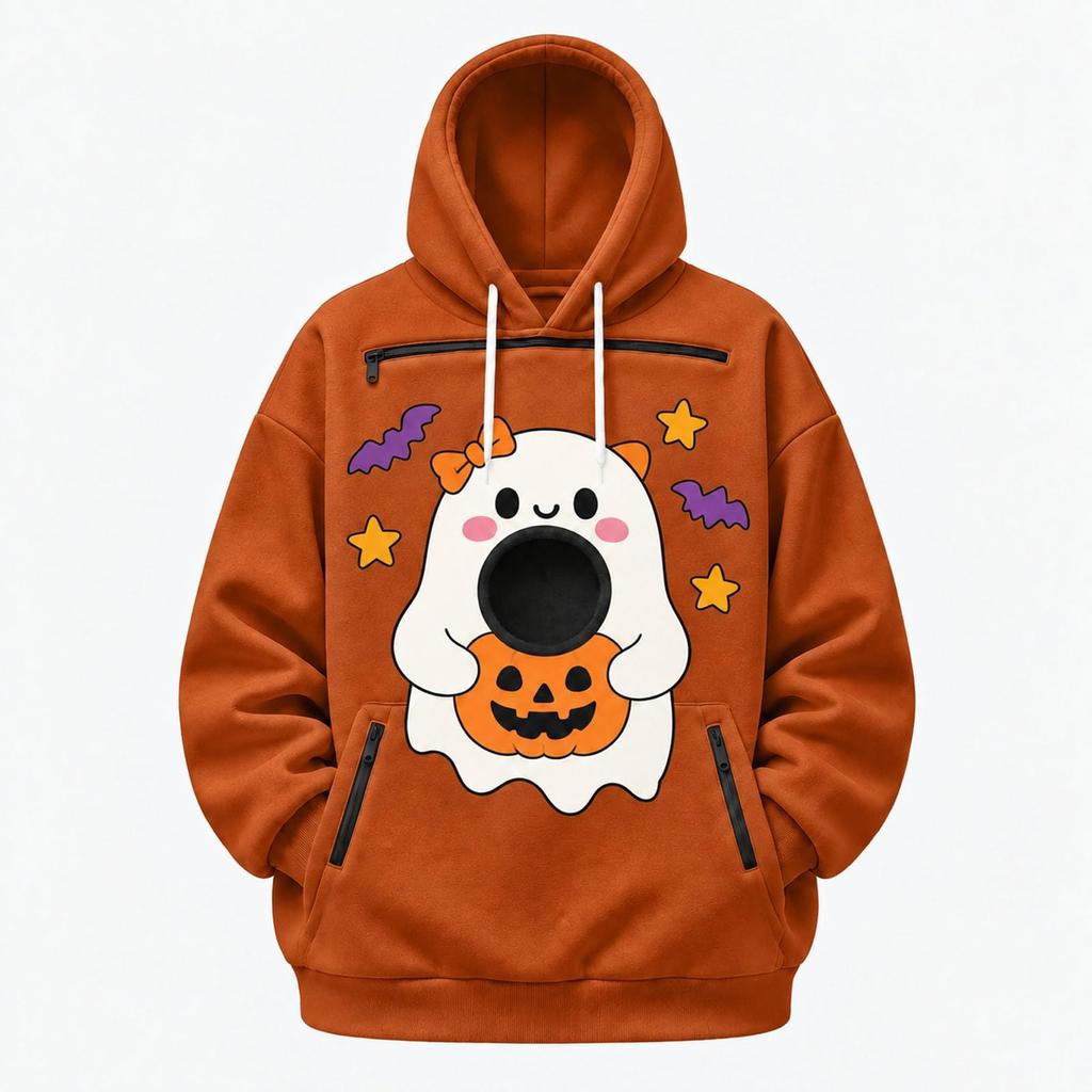 Unisex Long Sleeve and Dog Pocket Sweatshirt Hoodie, Loose Fit Casual Warm Pullover