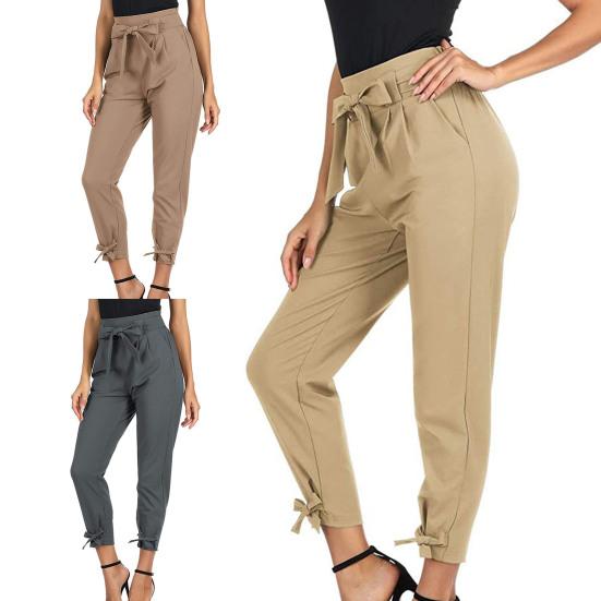 Color sólido Pantalones de mujer Pantalones de cintura alta Nudo de lazo  Cinturón extraíble Pantalones de lápiz Streetwear comprar a buen precio —  entrega gratuita, reseñas reales con fotos — Joom