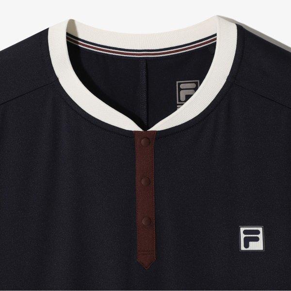 Fila SpliT Unipolispan Henley Neck Half Zip ShorT Sleeve T shirT