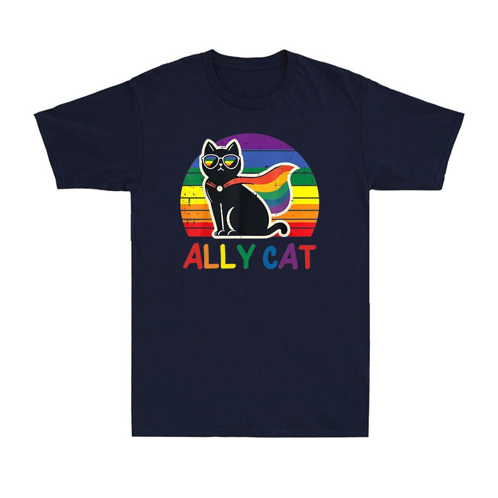 Gay Pride Month Ally Cat Funny LGBTQ Rainbow Black Cat Gay Proud Unisex TShirt