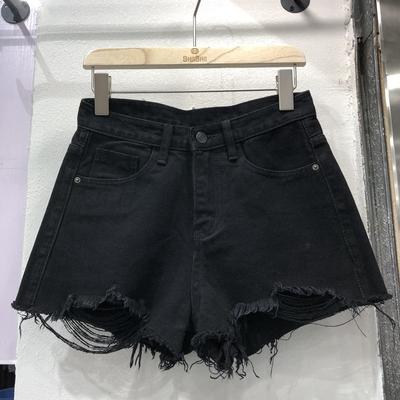 White Pants Ripped Denim Shorts Women's Girls Summer High Waist Casual Slim Streetwear Wide Leg Street Style Students All-match Shorts