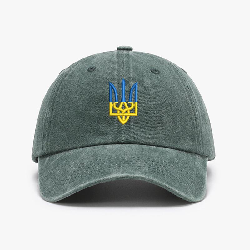 Embroidery Ukraine Trident Symbol Cotton Washed Fashion Sports Baseball Cap Adjstable Hip Hop Urban Street Style Dad Hat Visor Protection Snapback