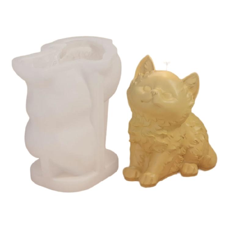 Ornaments Molds Cute Cat Shape Statue Molds Silicone Candle Mold for Crafting