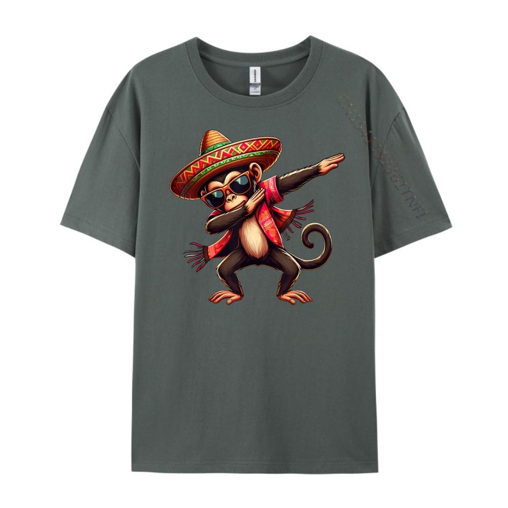 Dabbing Monkey Sombrero Poncho Cinco De Mayo Mexican Anime T Shirts Funny T Shirts Graphic Tshirts Gothic Style