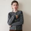 Women's Fair Isle Cashmere Cardigan: Loose, Long Sleeve Knit Sweater for Autumn/Winter