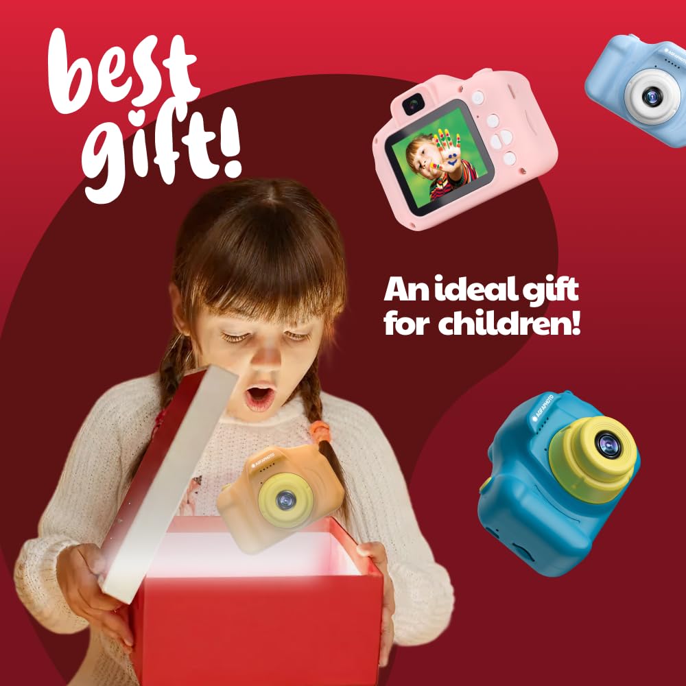 AGFA Photo Realikids Cam Mini - Kids Camera, Photo & Video, 2-inch LCD Screen, Anti-shake, Photo Filters, Lithium Battery - Pink