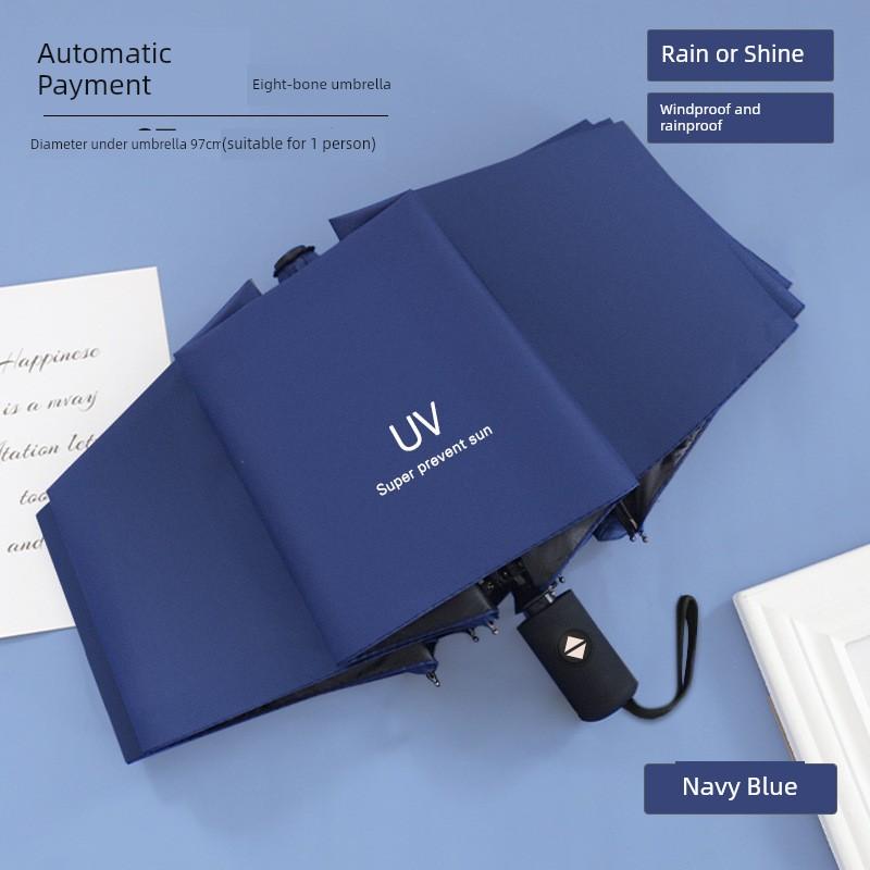 Fully Automatic Large Umbrella, Dual-Purpose for Rain and Sun, Black Rubber Sun Protection Umbrella, Foldable High-End Sunshade Umbrella