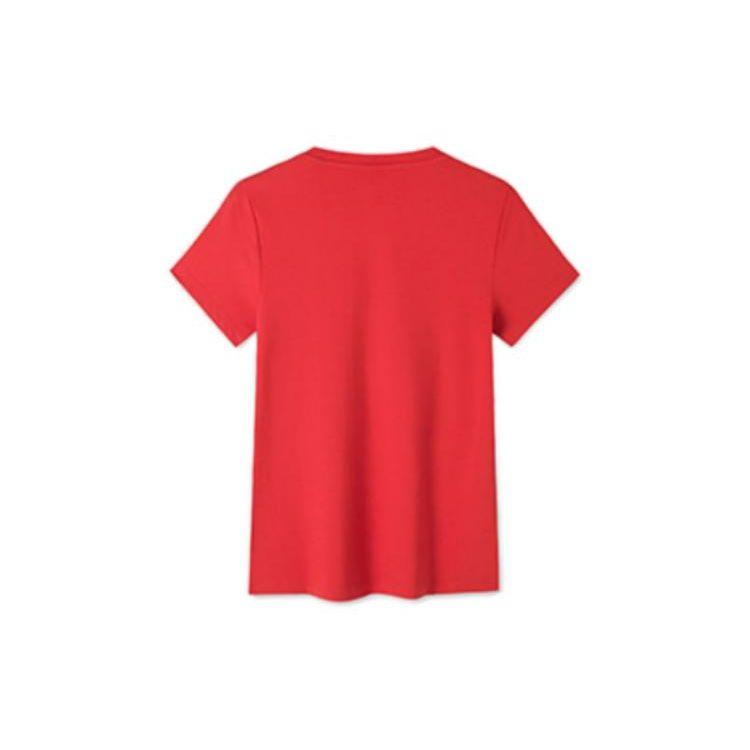 Anta Comprehensive Training Series Letter Print Round Neck Short Sleeve T-Shirt Women Tops Red 162227147-2