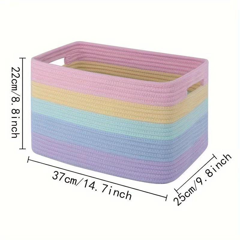 Storage Basket Rectangular Two Tone Design Hollow Handles Perfect for Laundry Toys Sorting Home Living Room Bedroom Bedroom