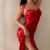 Women’s Satin Slip Dress – Adjustable Spaghetti Strap Midi Dress with Cowl Neck, Asymmetric Hem, Elegant Cocktail Party Evening Nightgown