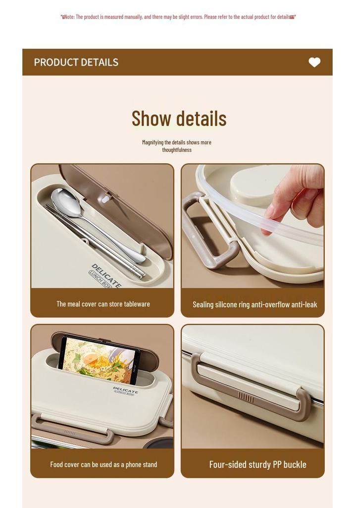 Microwave-Safe 304 Stainless Steel Lunch Box with Lid for Students