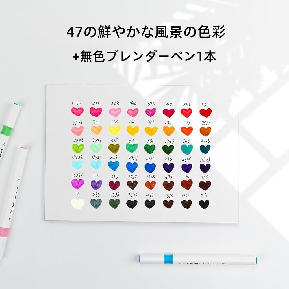 Ohuhu Marker Pen Brush Type 48 Color Beginner Brush/Bold Illustration Marker Triangular Shaft Ble...