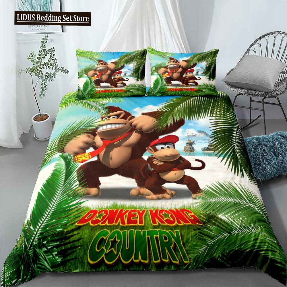 

Monkey Cartoon Donkey Kong Duvet Cover Set King Queen Double Full Twin Single Size Bed Linen Set Cover With Pillowcase Custom EU single(135x200cm)