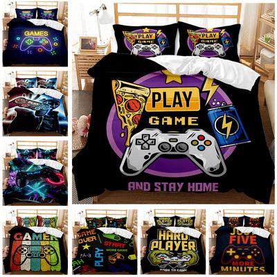 Gamepad Mobile Game Elements 3D Digital Printing Bed Three-Piece Kit Quilt Cover