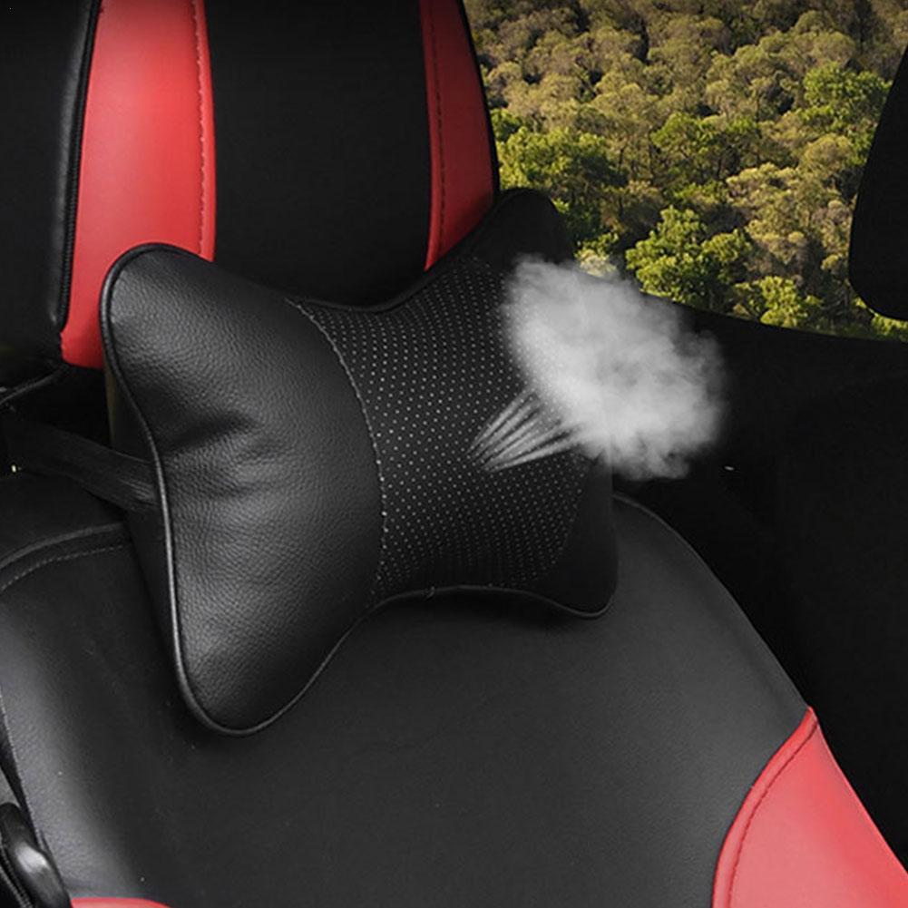 

Car Neck Pillows PU Leather Headrest For Head Pain Relief Filled Fiber Universal Car Pillow