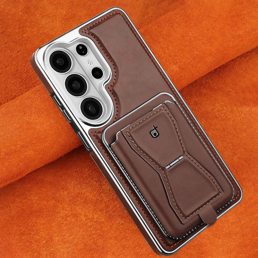 Premium Business Leather Case For Samsung Galaxy S26 Edge S25 Ultra S24+ Plus S23 Cover With Magnetic Card Slot Holder Pocket