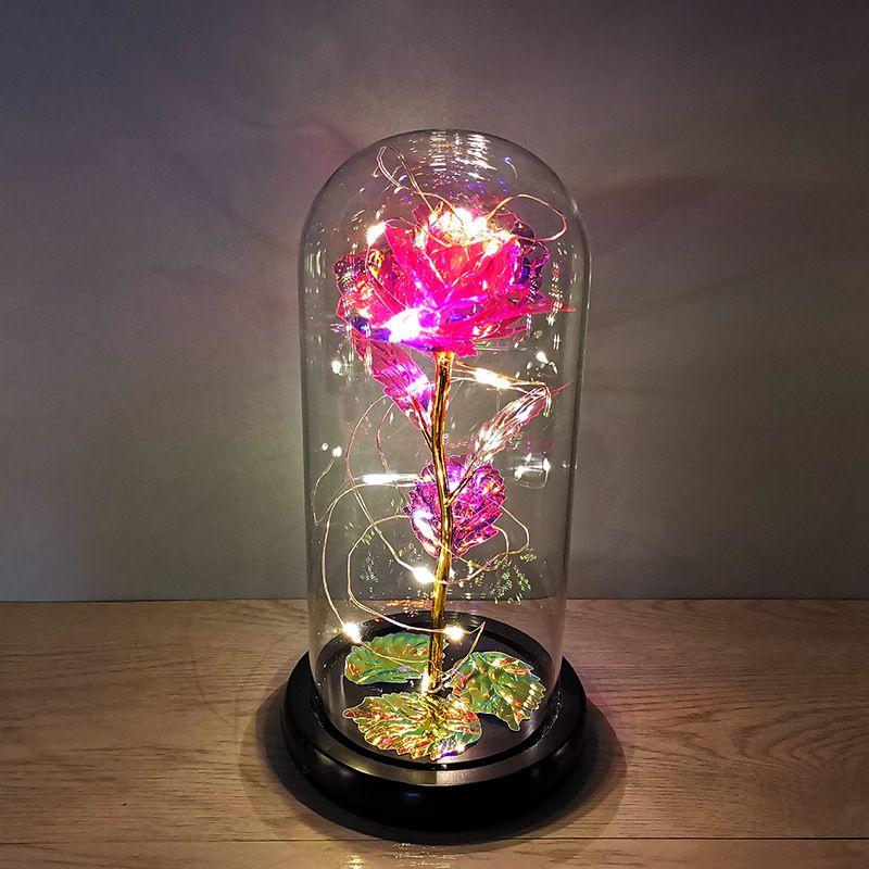 Stunning Eternal Flower In Glass Dome With Led Lights Unique Home Decor