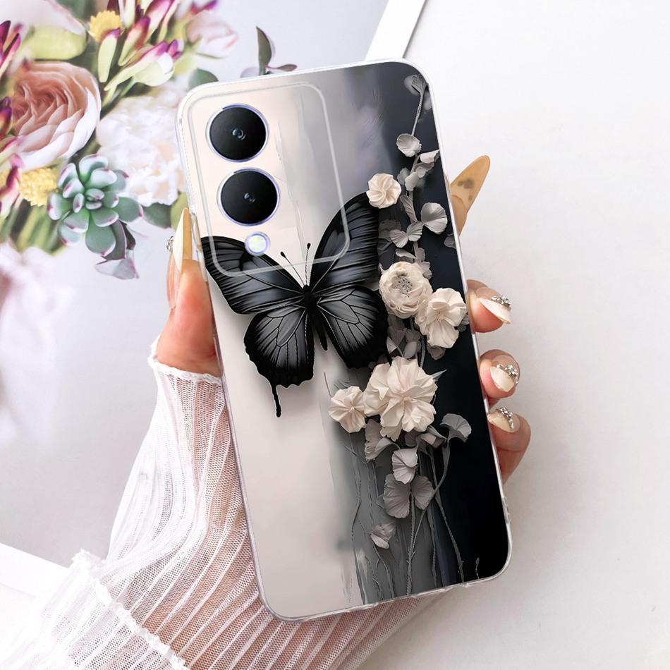 For Vivo Y17s Cute Flower Butterfly Cat Painted Case For Vivo Y17s Y 17S V2310 Soft Silicone TPU Phone Cases
