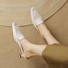 2024 New Summer Real Leather High Heels Half Slippers Women Square Toe Slip on Mules Ladies Fashion Dress Slides Shoes Female