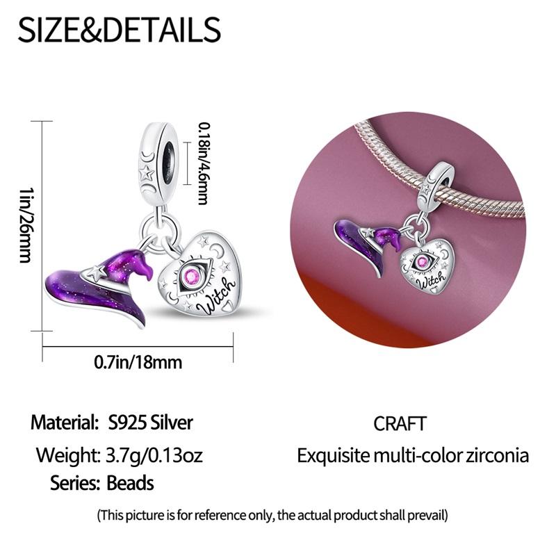 Halloween Party Kupfer Lila Hexe Magischer Hut Anhänger Perlen Passen Charms DIY Armband Für Schmuckherstellung Frau Geschenk