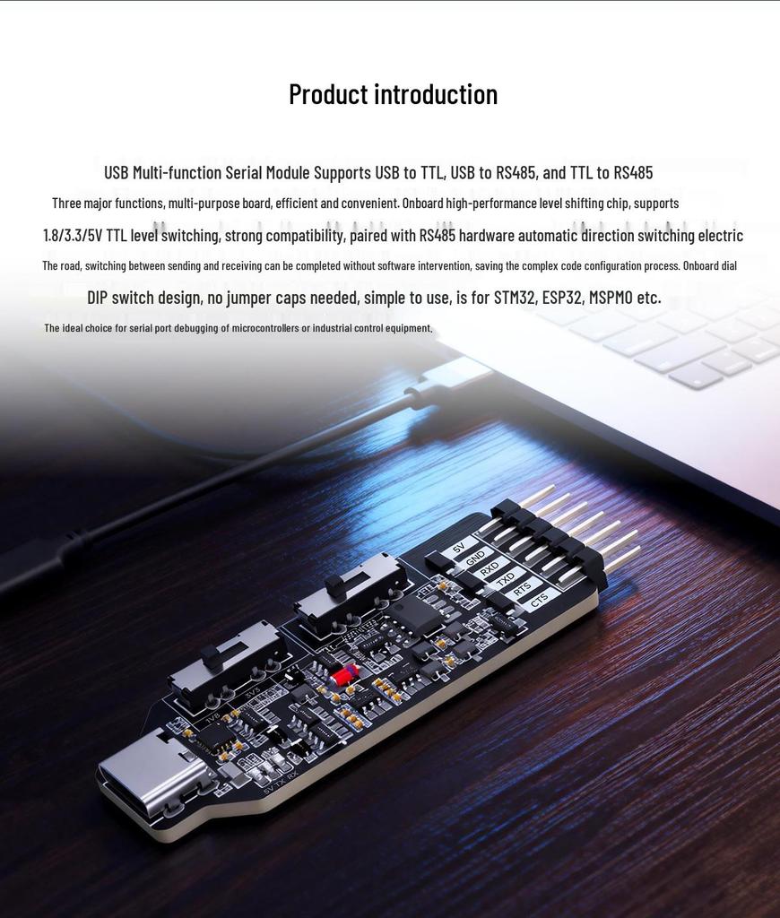 Type-C USB to TTL RS485 Serial Port Module with CH340 Microcontroller Programming Cable
