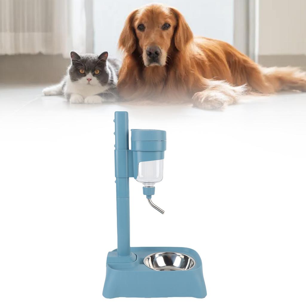 Stående vattendispenser för husdjur med skål i rostfritt stål, hög höjd, katt, hund, vattenmatare, automatisk vattendispenser för husdjur, 500 ml