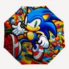 1pc Sonic the Hedgehog Automatic Folding Umbrella - Portable 3-Fold Design, 8-Bone Iron Frame Outdoor Umbrella, Ideal Gift for Fans, Travelers, Everyd