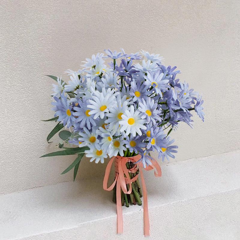 

Artificial simulation flower Silk chrysanthemum Bubble grass Christmas Wedding bridal bouquet Home vase Outdoor Garden Diy Decor 1pc рожевий