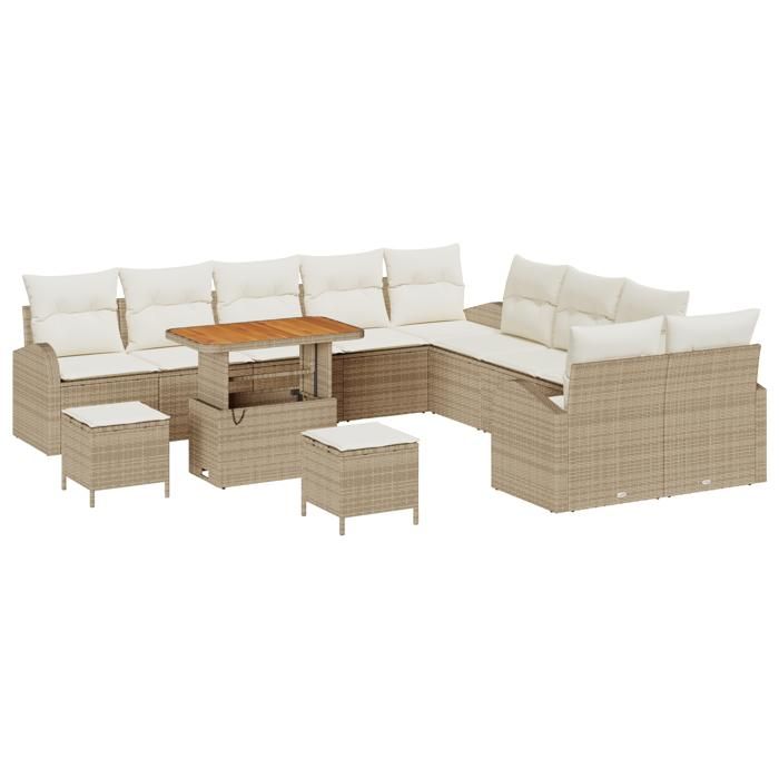 VidaXL Ensemble de canapé de jardin 13 pcs Beige Poly rotin, Mobilier modulaire pour jardin et terrasse 3362456