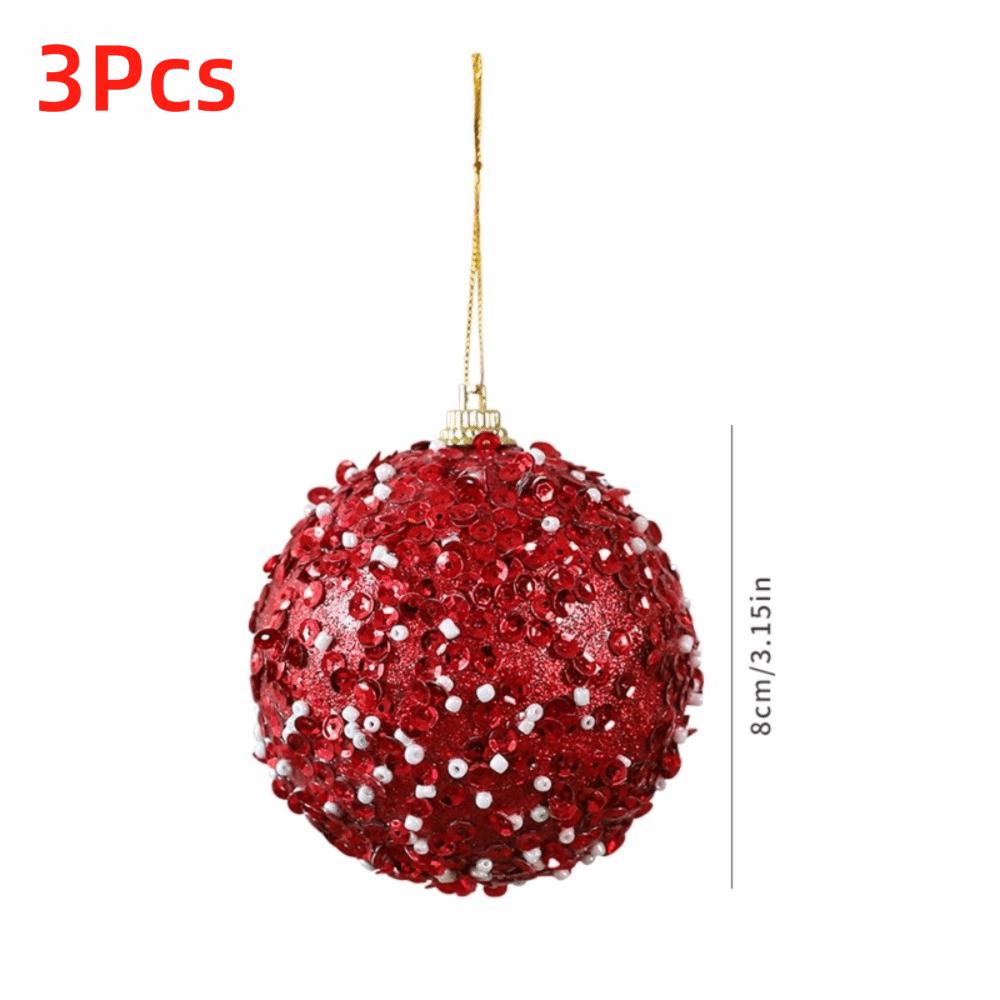 3 Stück 8cm Weihnachtsglitzerkugeln Neujahr DIY Weihnachtsbaum Hängeanhänger Gold Glitzernd Funkelnde Kugelanhänger Partyornamente