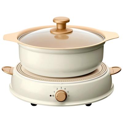 IRIS OHYAMA IH vařič, IH sporák, 1400 W, se sadou hrnců, Ricopa, slonová kost, IHLP-R14-C