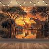 1 Piece of 2D Flat Banner - African Sunset Wildlife Background Cloth