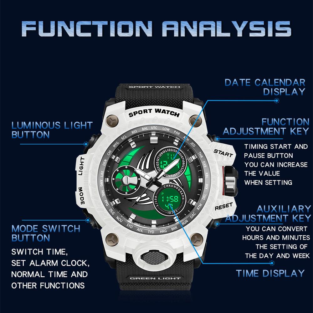 SANDA Nové modely prodávají mladé elektronické hodinky Luminous Waterproof Fashion Větruodolné pánské hodinky s budíkem