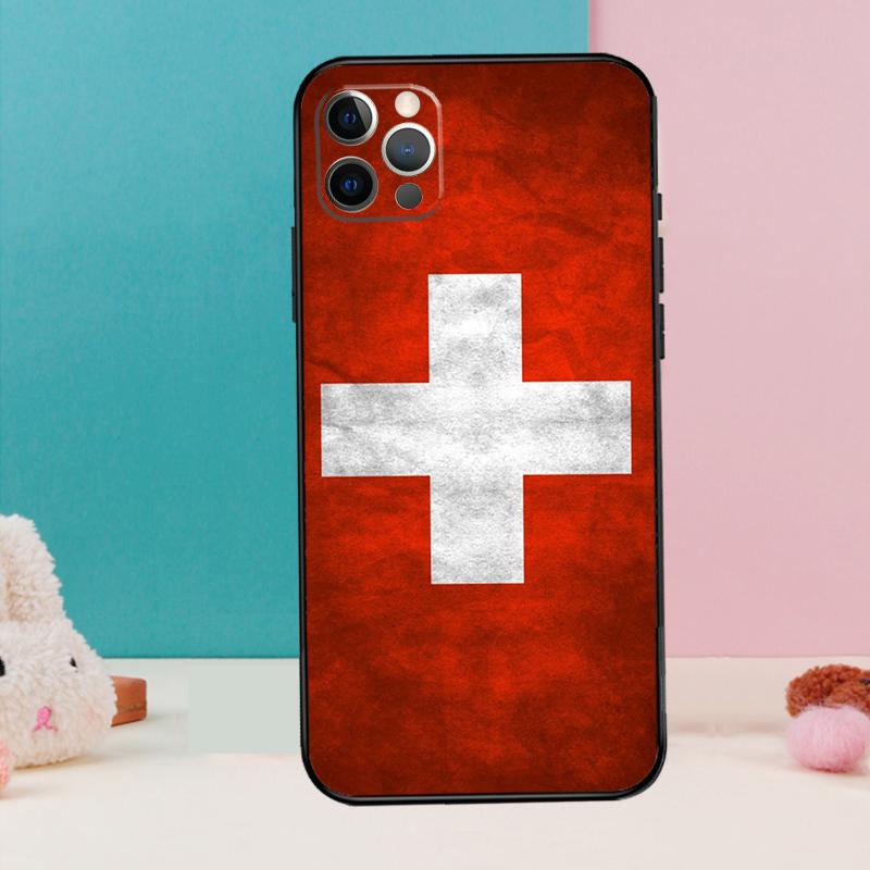Switzerland Swiss Flag Phone Case For iPhone 17 Air 16 15 13 12 11 14 Pro Max 12 13 Mini 15 16 Plus 16e Cover Coque