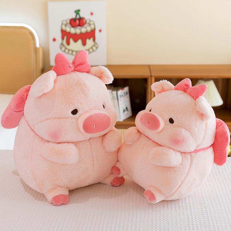 Plush Bowknot Pig Toy Cartoon Animal Stuffed Doll Decoration Kids Cute Gift