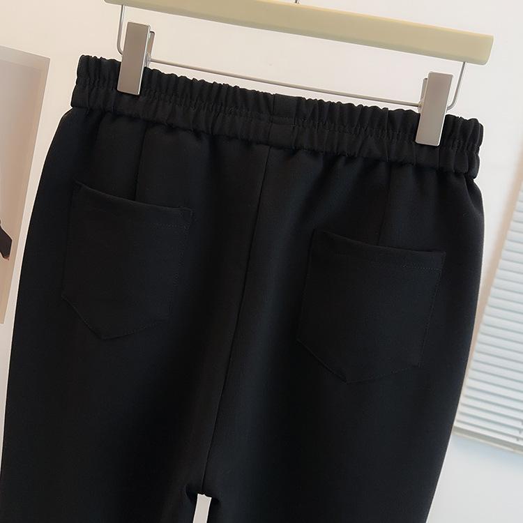 Pantalones Casuales Adelgazantes Negros de Primavera Temprana - Moda para Mujer Tallas Grandes 300 Jin MM