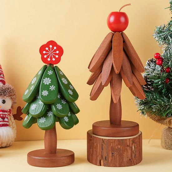 Christmas Tree Coaster Solid Wood Heat Resistant Trivet for Hot Cold Drinks Festive Table Decor for Holiday Meals