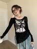 Chic Hollow Off-Shoulder Long-Sleeve Sun Protection Top for Women - Slim Fit, Flattering Early Autumn Style
