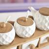 LISM Diamond Series Ceramic Condiment Jars with Bamboo Rack (8-piece set)