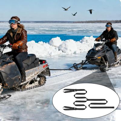 Snowmobile Tow Rope Reinforced Outdoor Gear With Hook High Break Strength Tow Strap For Winter Off Road Adventures Camping