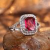 Cao Shi Sparkling Square Princess Ring - Elegant Engagement Proposal Ring for Women, European & American Fashion.
