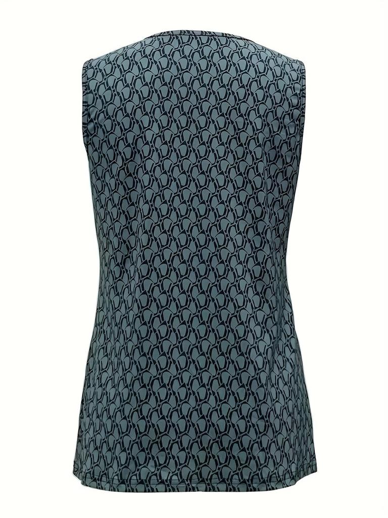 Plus Size Sleeveless Button-Up V-Neck Vest for Women - Cross-Border European & American Fashion