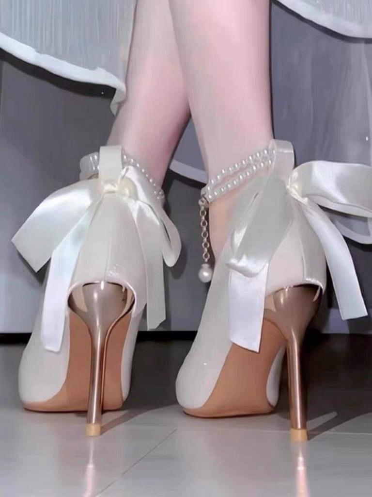 Damskie szpilki z francuskiego jedwabiu satynowego - Idealne dla druhen, panien młodych, do noszenia na co dzień, do sukni ślubnej lub na ceremonię wejścia w dorosłość