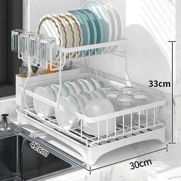 

Cross-Border Kitchen Countertop Dish Rack with Cup Holder and Chopsticks Storage