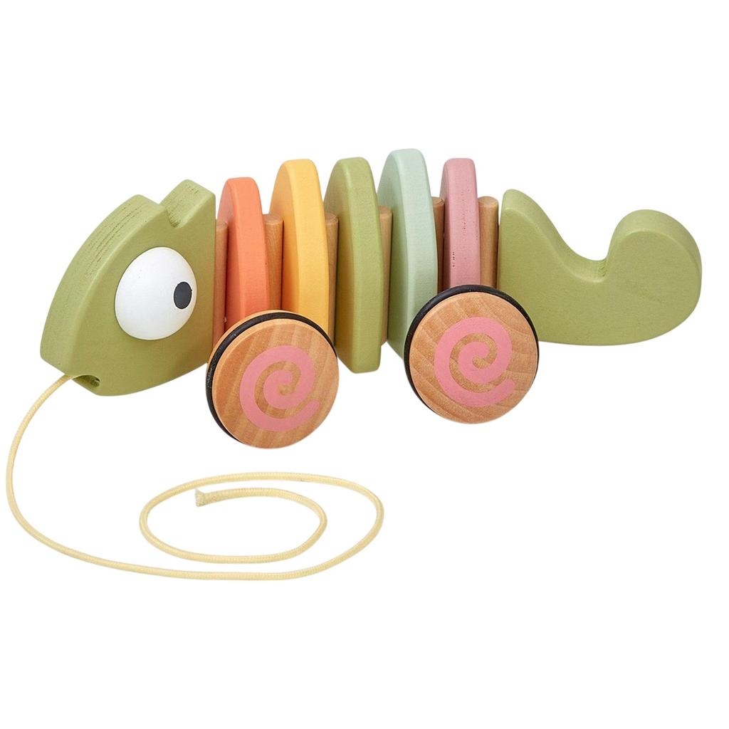 Toy Life Childrens/Kids Wooden Chameleon Pull Along Toy