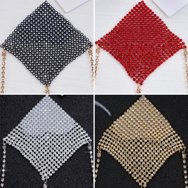 Sparkly Rhinestones Metal Chain Nipple Cover Reusable Sexy Bra Body Chain with Tassel Underwear Accessories Pasties