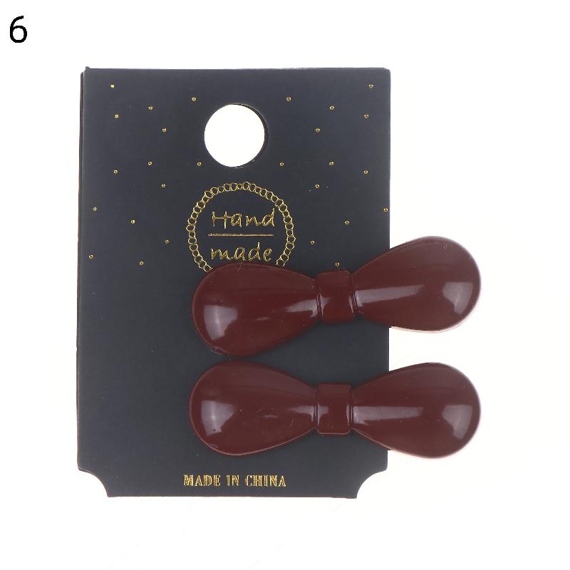 1Pairs New Year Festival Atmosphere Head Clip Wine Red Bow Bang Clip Duckbill Clip Sweet Retro High Quality Hair Accessories