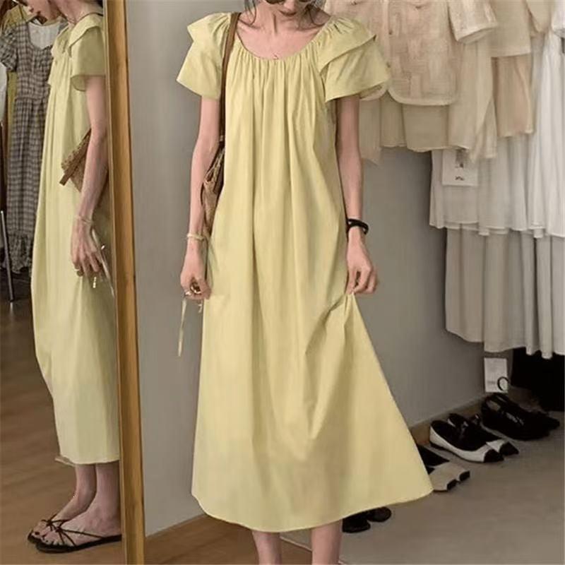 French loose dress Korean small flying sleeve dress women's summer new French temperament thin cover meat